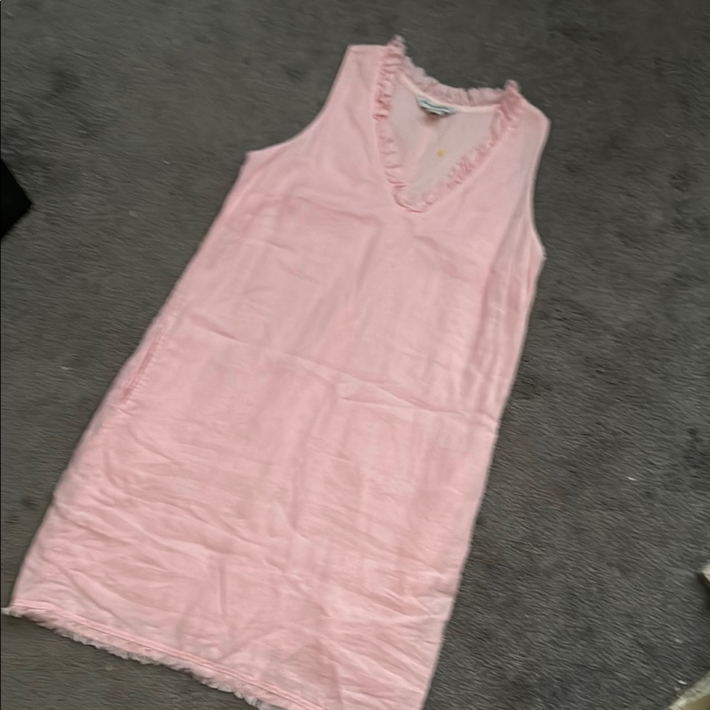 Tommy Bahama Pink Linen Sleeveless Shift V-Neck Dress XS